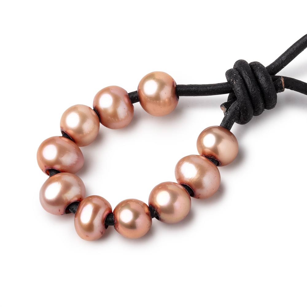 8x7mm Light Salmon Large Hole Off Round Pearls Set of 10