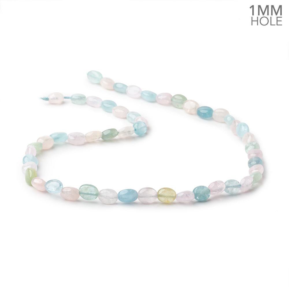 8x7mm Multi Beryl Plain Oval Beads 16 inch 51 pieces 1mm hole