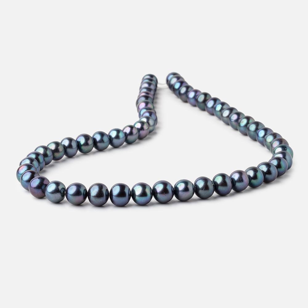 8x7mm Navy Peacock Off Round Freshwater Pearls 15.5 inch 52 pieces
