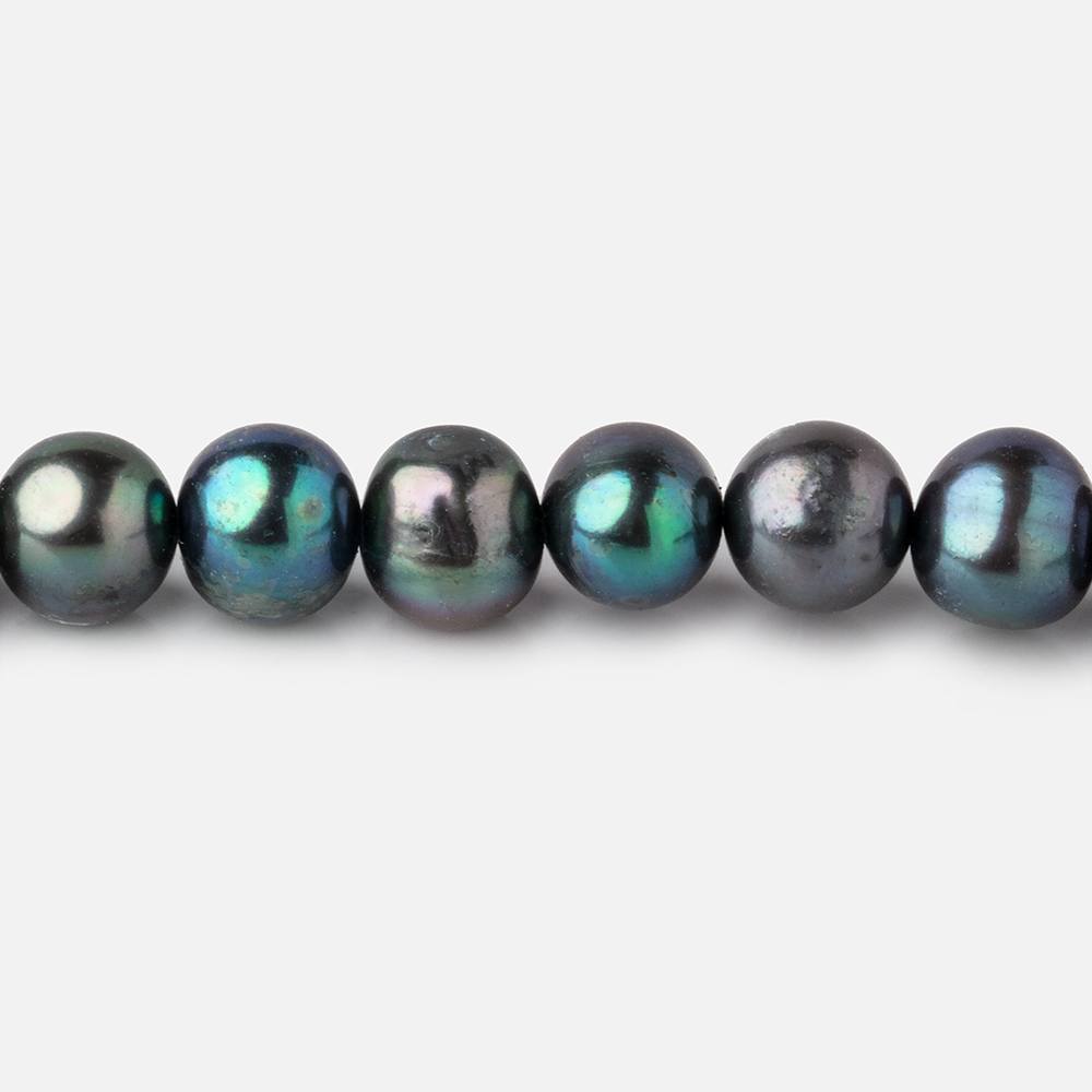 8x7mm Peacock Off Round Freshwater Pearls 16 inch 59 Beads