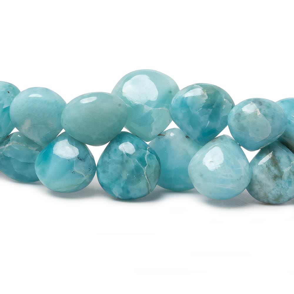 8x8-11x11mm Larimar plain heart beads 7 inch 47 pieces
