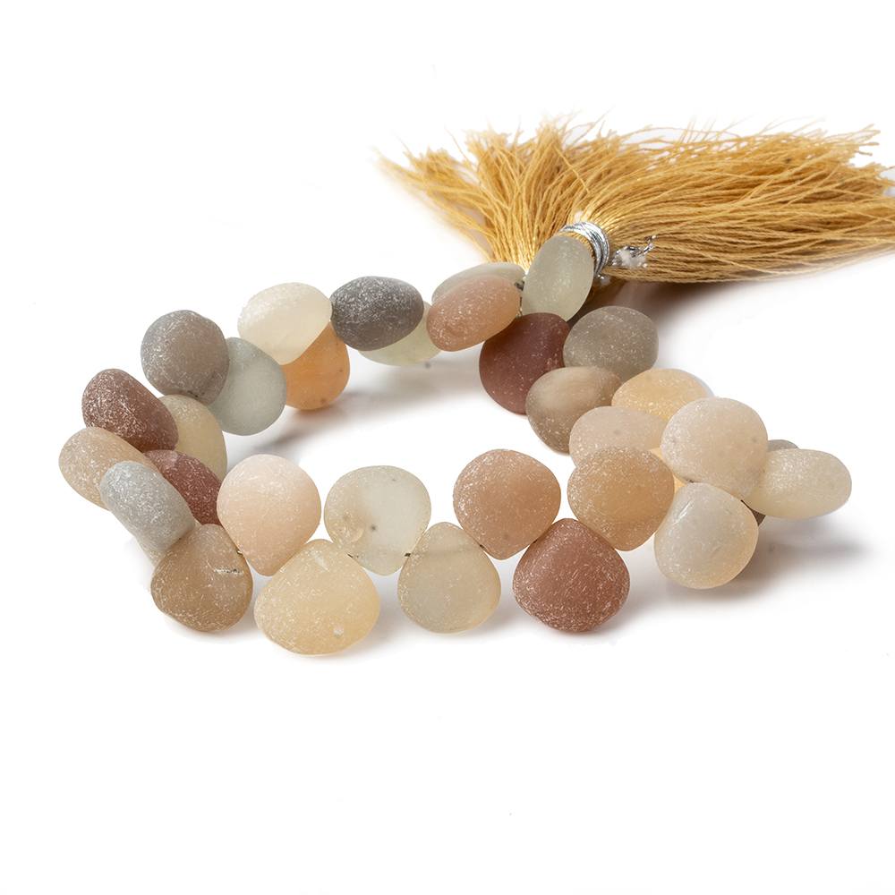 8x8-11x11mm Matte Multi Color Moonstone plain hearts 8 inch 35 beads A