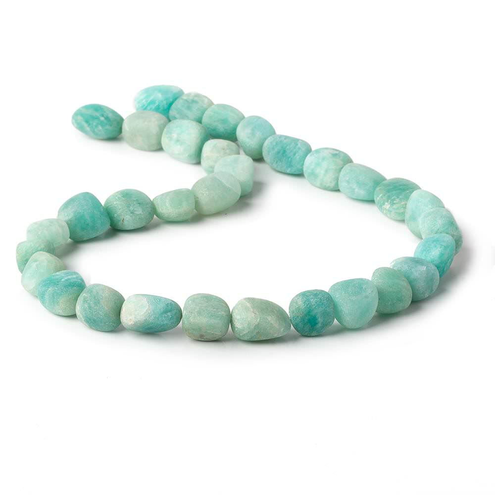 8x8-12x8mm Matte Amazonite tumbled plain nuggets 13 inch 27 beads A