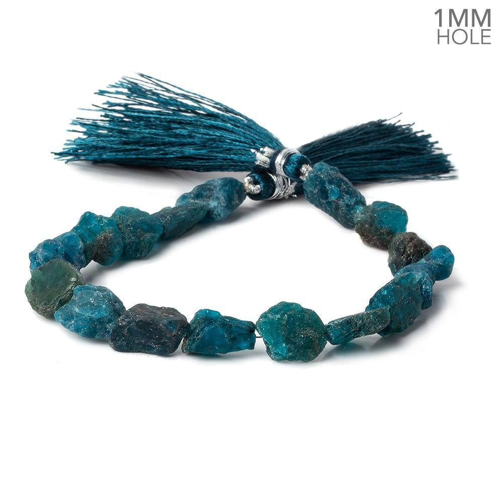 8x8-12x9mm Matte Neon Blue Apatite natural crystal nuggets 7.5 inch 18 beads