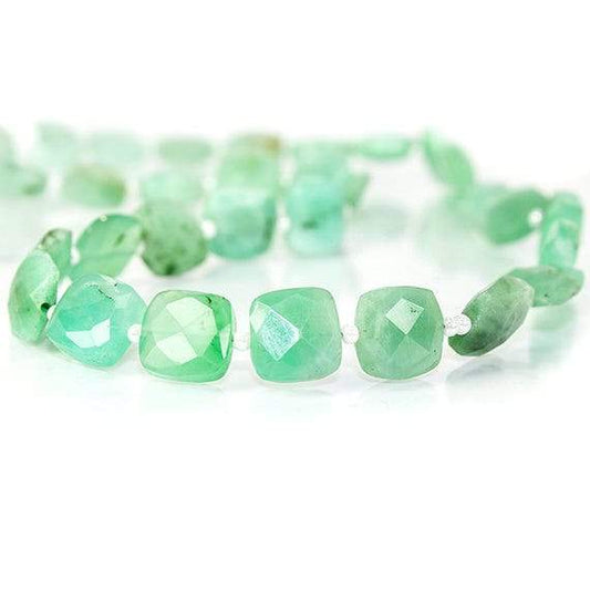 8x8-9x9mm Chrysoprase Side Drilled Faceted Pillow Beads 13.5 inch 32 pieces