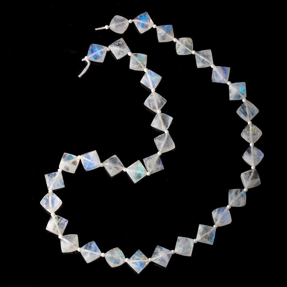 8x8mm Rainbow Moonstone faceted square beads 16 inch 35 pieces AA