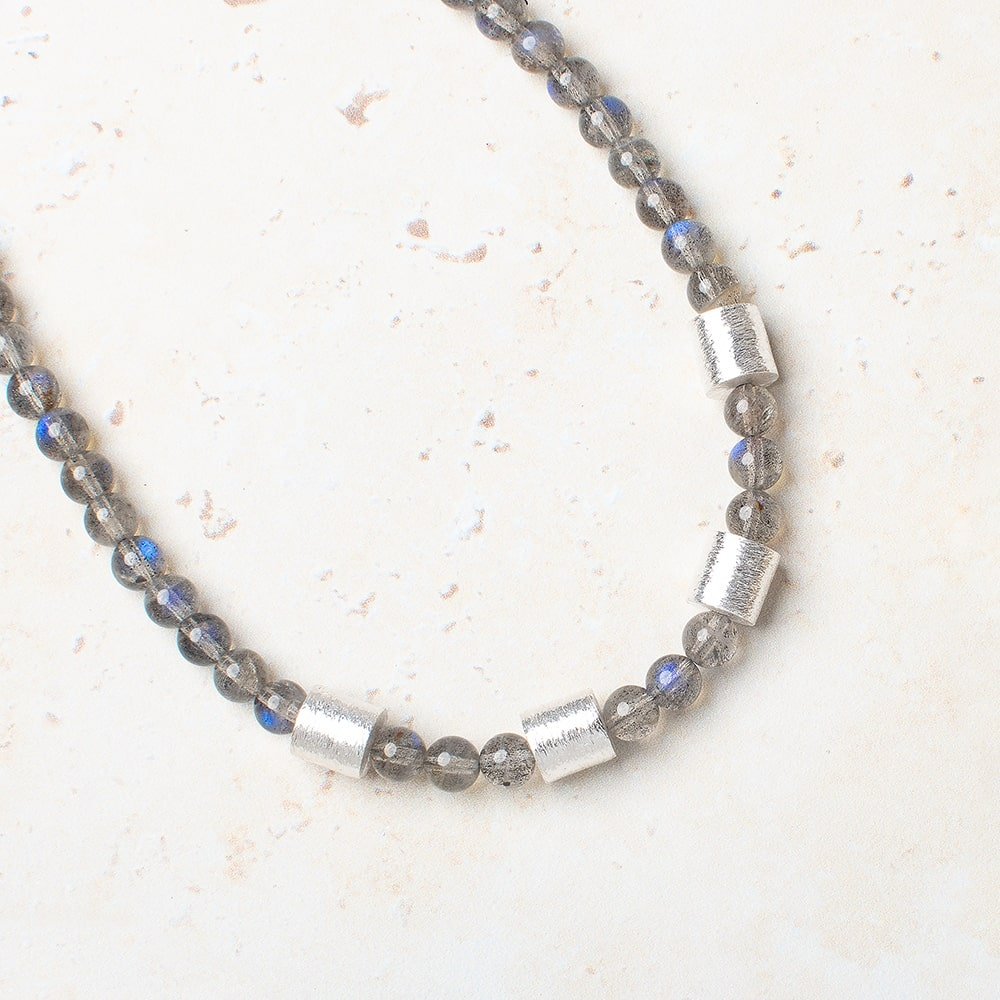 8x8mm Sterling Silver Plated Copper Brushed Tube Set of 4 Beads