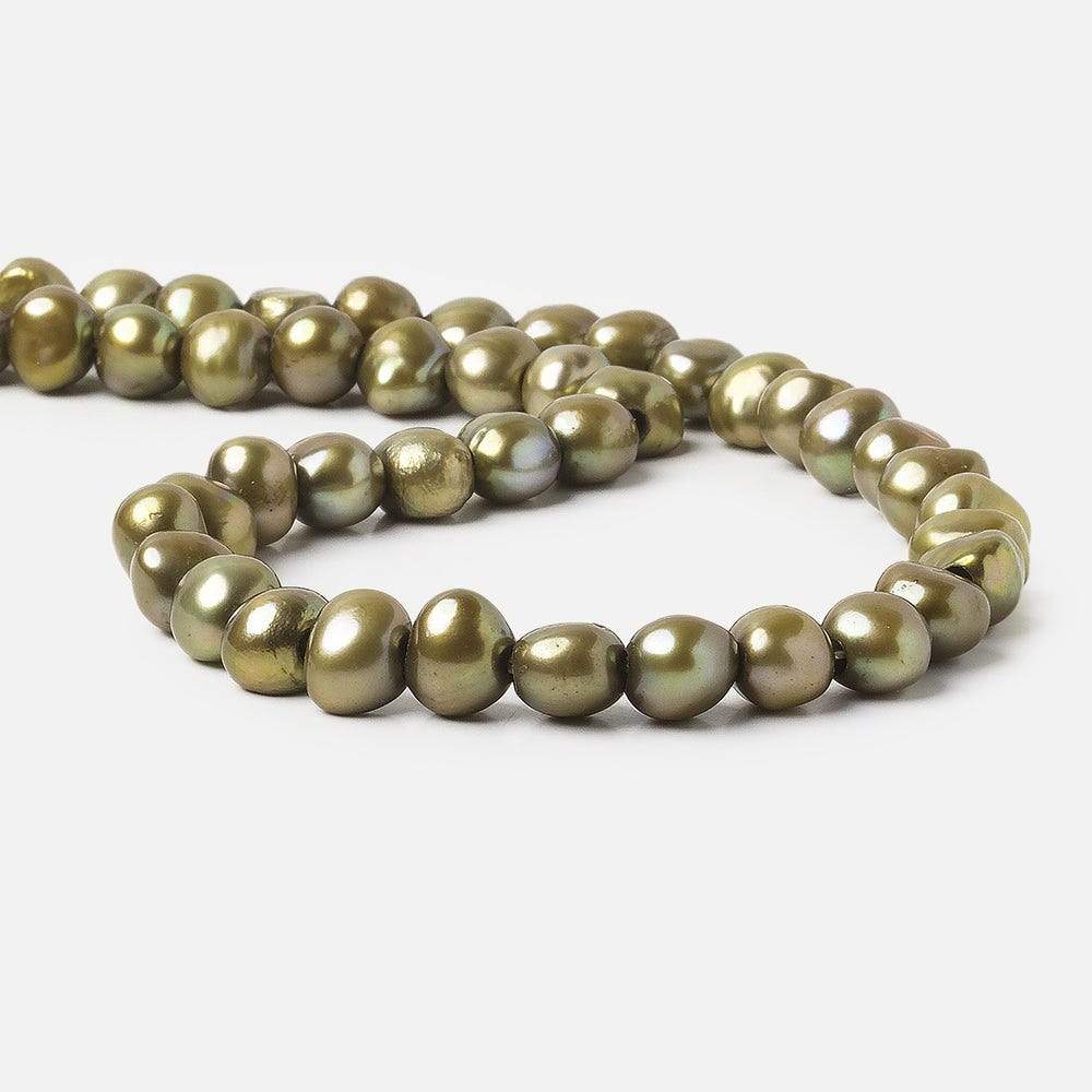 8x9-9x11mm Lemongrass Green Baroque 2.5mm large hole Pearl 15 inch 45 pcs