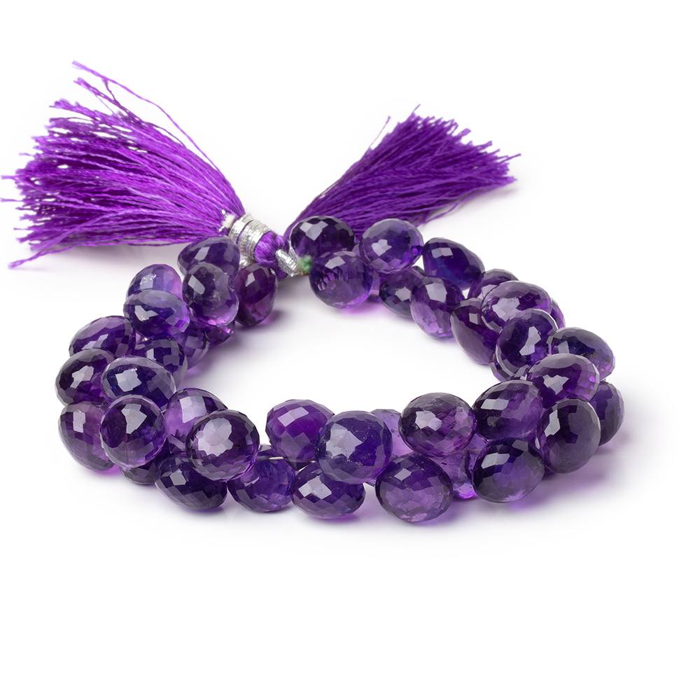 9-10.5mm Amethyst Faceted Candy Kiss Beads 8 inch 51 pieces