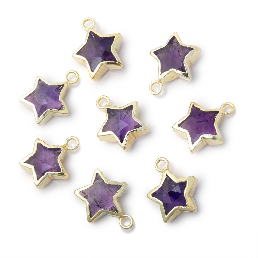 9-10mm Gold Leafed Amethyst Faceted Star Focal Pendant 1 piece