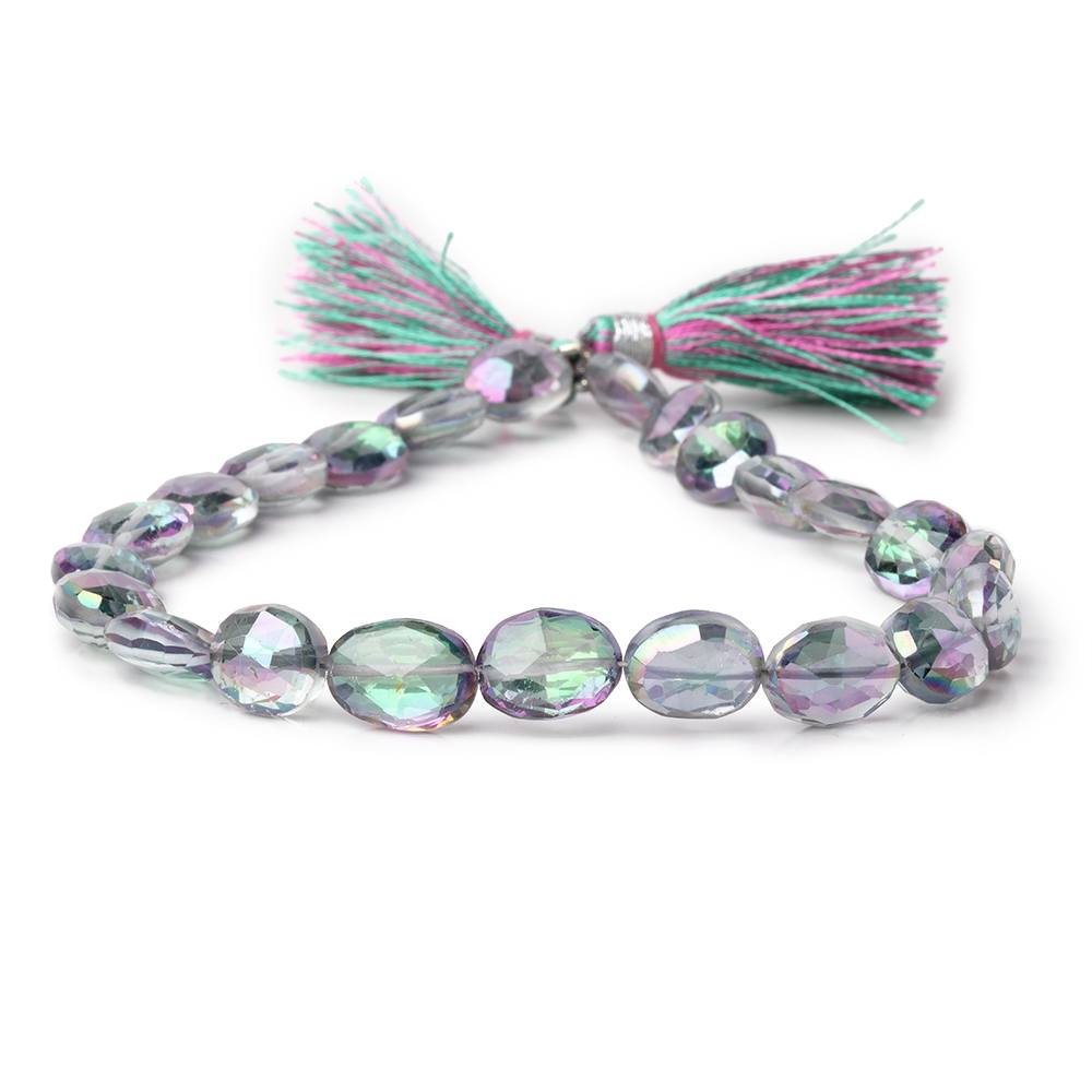 9-10mm Mystic White Topaz Straight Drill Faceted Ovals 9 inch 22 Beads