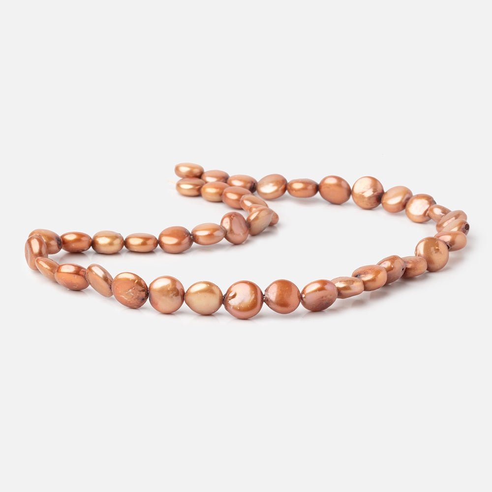 9-10mm Rustic Orange Coin Freshwater Pearls 16 inch 36 pieces