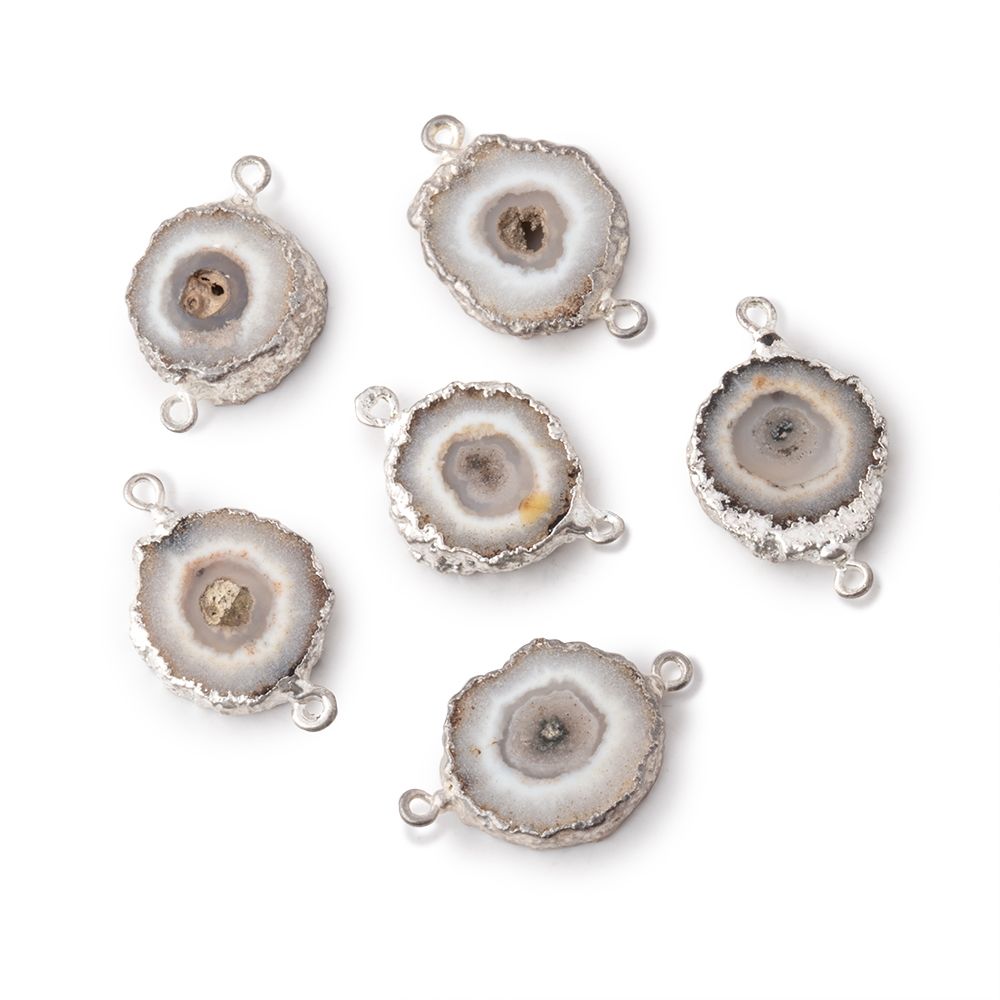 9-10mm Silver Leafed Solar Quartz Slice Connector 1 focal