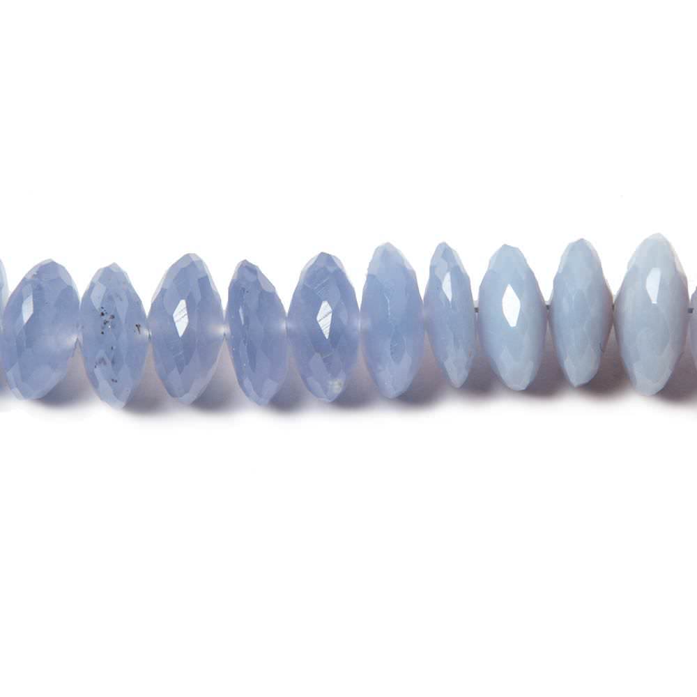 9-10mm Turkish Blue Chalcedony German Faceted Rondelles 16 in. 95 beads
