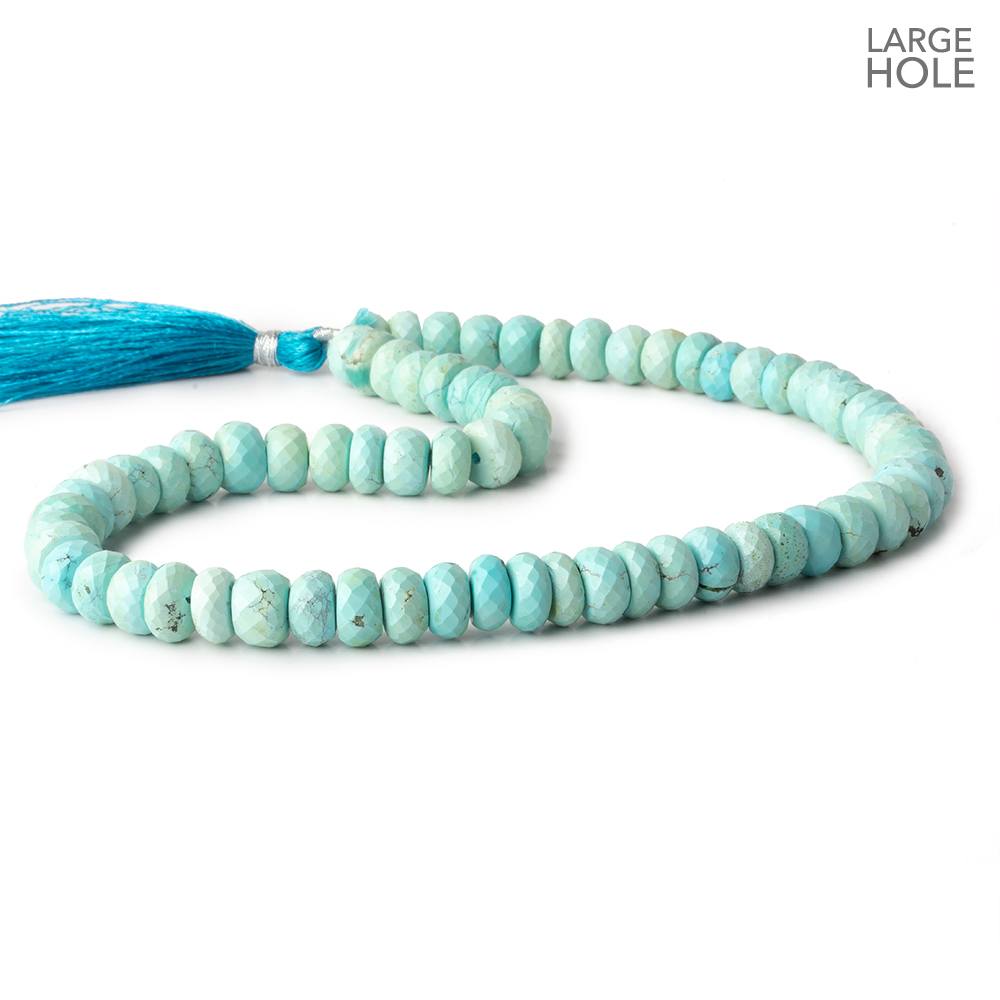 9-10mm Turquoise large hole faceted rondelle beads 16 inch 71 beads