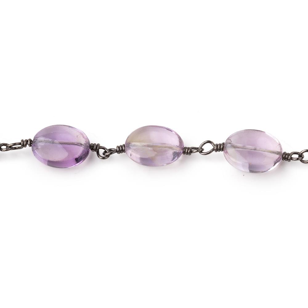 9-11mm Ametrine Plain Oval Beads on Black Gold over .925 Silver Chain