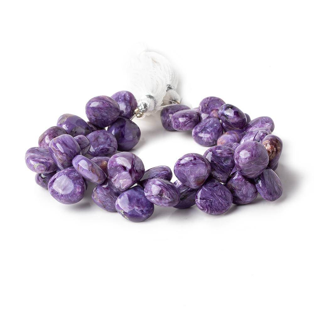 11-13mm Charoite plain cleft less heart beads 8 inch 42 pieces A