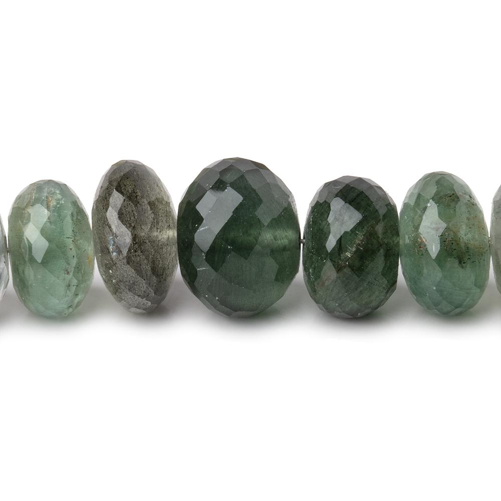 9-11mm Moss Aquamarine faceted rondelle Beads 15 inch 63 pieces