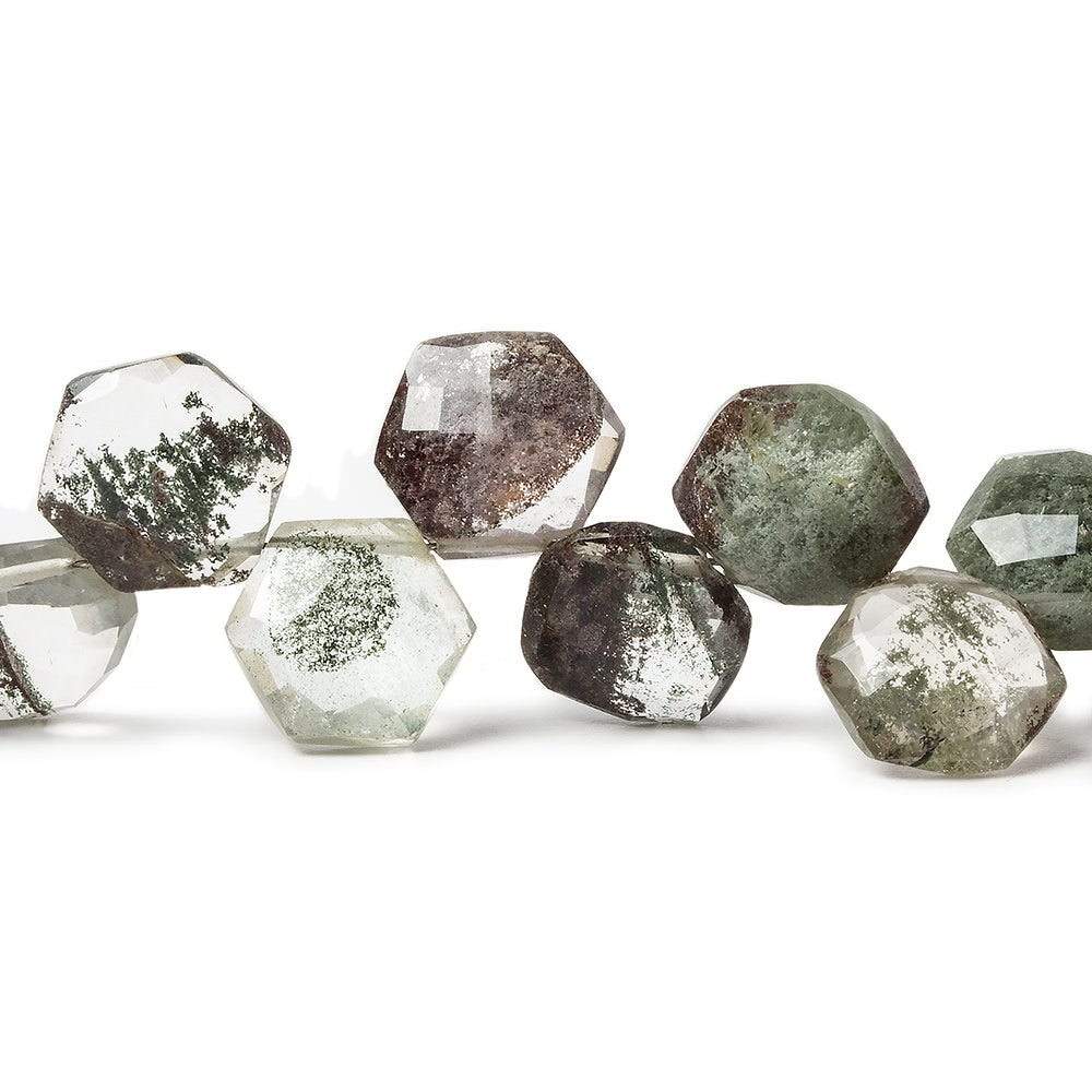 9-11mm Moss Quartz Top Drill Hexagon 8 inch 30 pieces