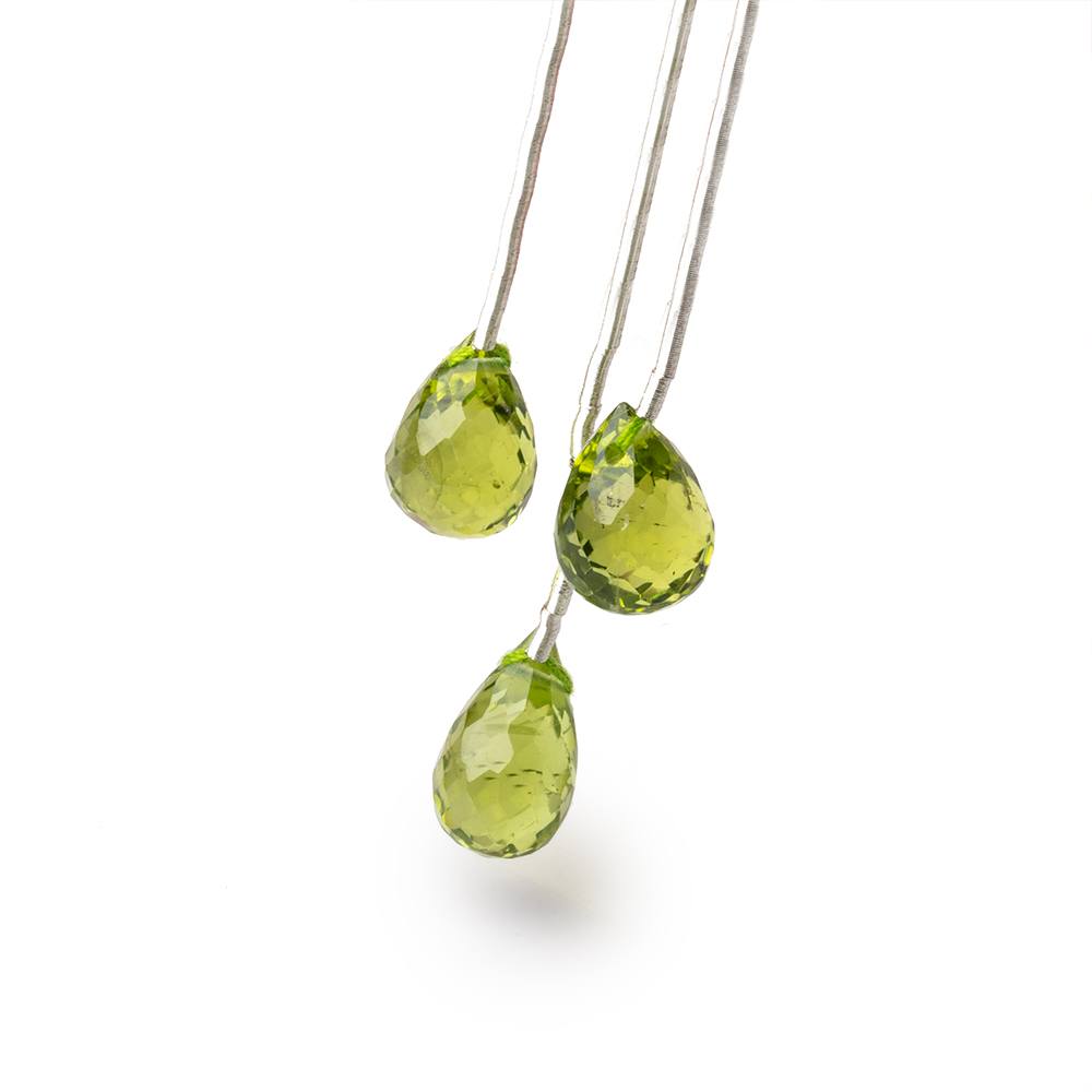 9-11mm Peridot Faceted Tear Drop Focals Set of 3 Beads