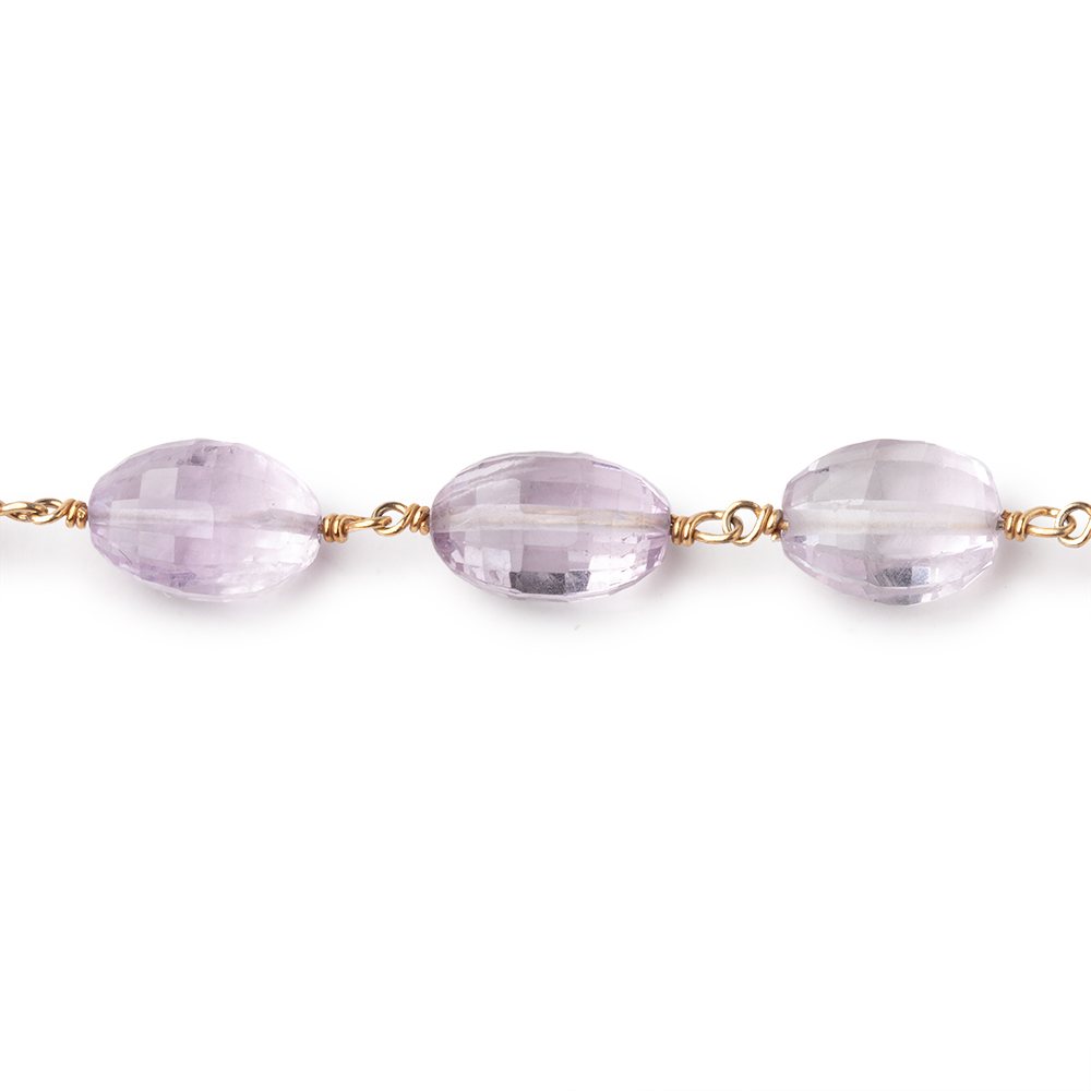 9-11mm Pink Amethyst Faceted Oval Beads on Vermeil Chain