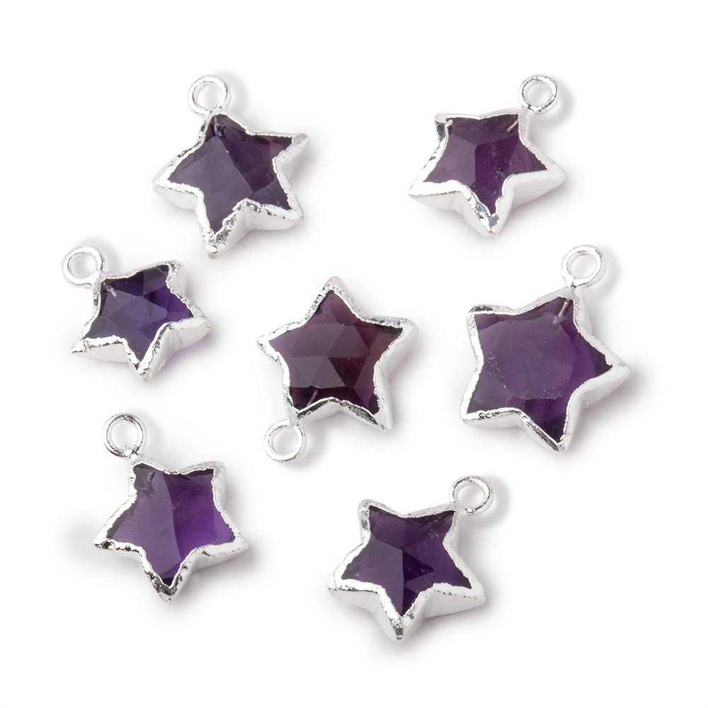 9-11mm Silver Leafed Amethyst Faceted Star Focal Pendant 1 piece