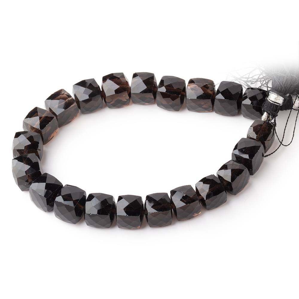 9-11mm Smoky Quartz Faceted Cube Beads 8 inch 21 pieces