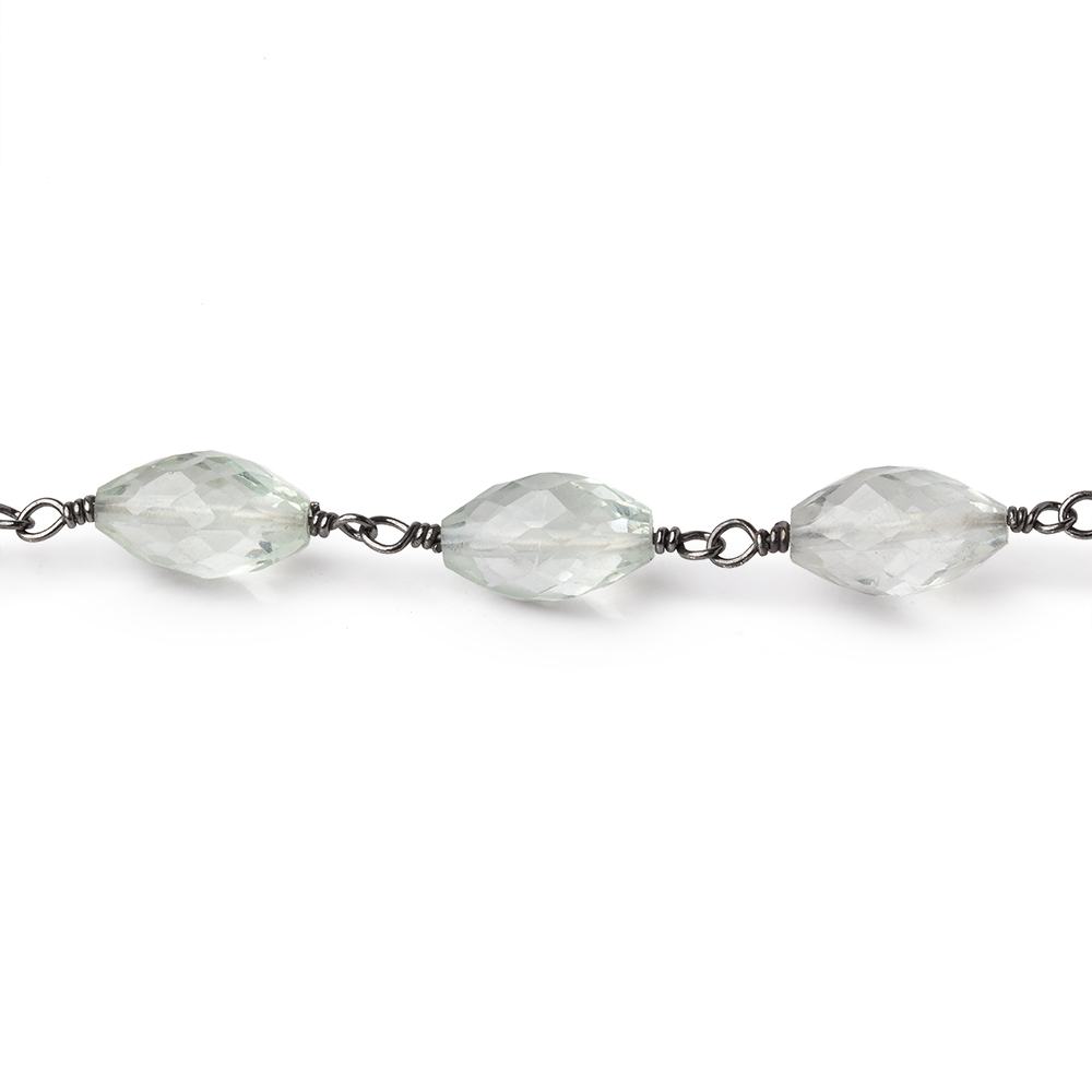 9-12mm Prasiolite Faceted Marquise Beads on Black Gold over .925 Silver Chain