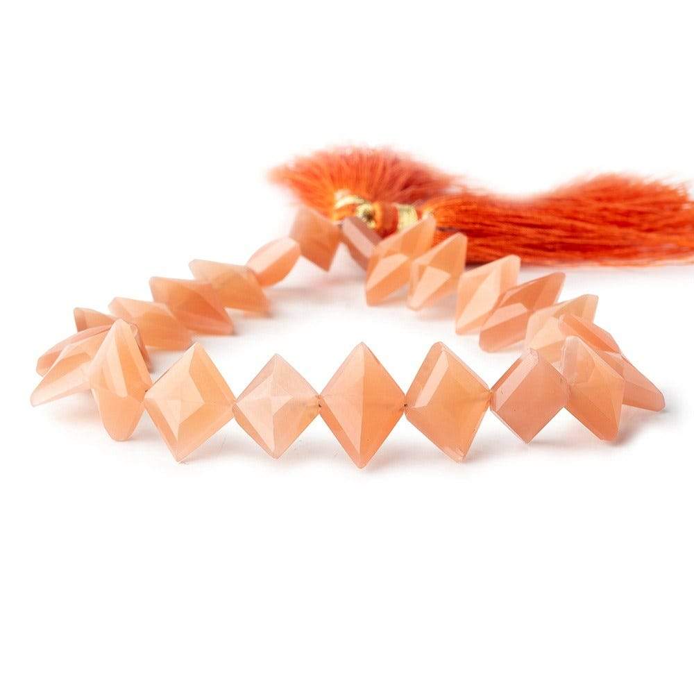 9-15mm Angel Skin Moonstone Side Drilled Faceted Kite Beads 8 inch 22 pcs