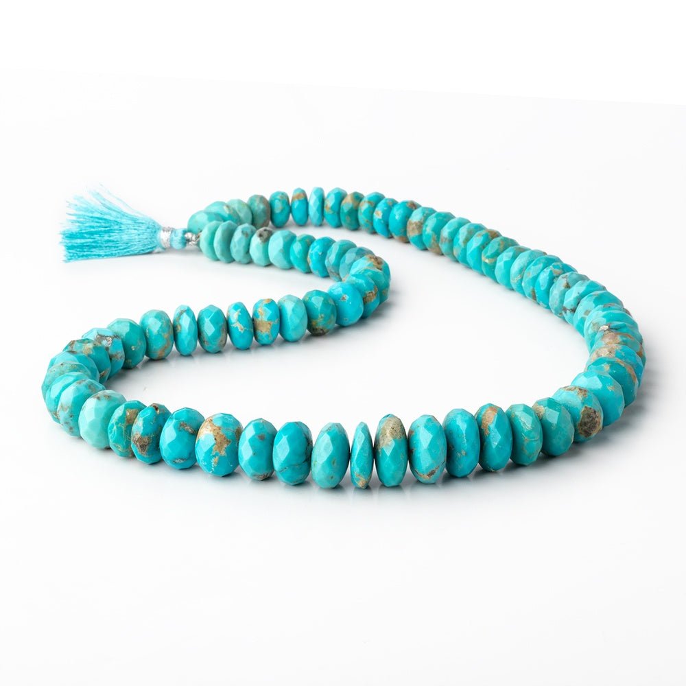 9-15mm Sleeping Beauty Turquoise Faceted Rondelle Beads 18 inch 75 pieces AAA