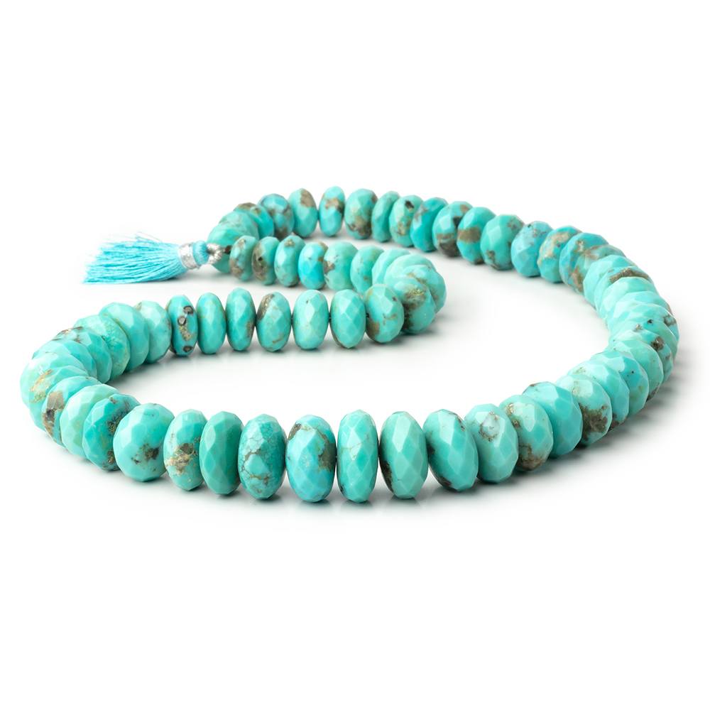 9-16.5mm Sleeping Beauty Turquoise Faceted Rondelle 18 inch 67 Beads AAA