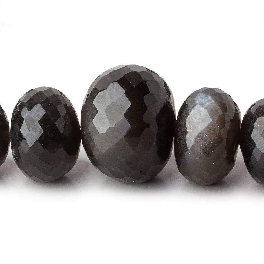 9-22mm Platinum Grey Moonstone Faceted Rondelles 16 inch 39 beads AAA