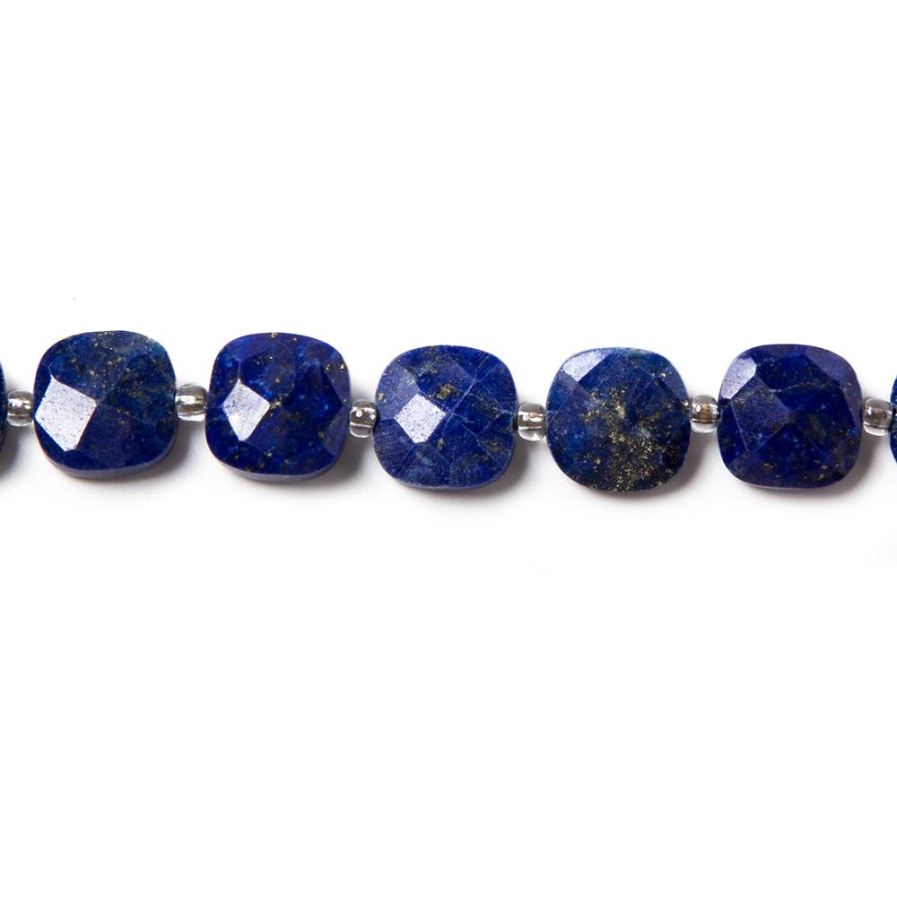 9-9.5mm Lapis Lazuli faceted pillow beads 14 inch 33 pieces