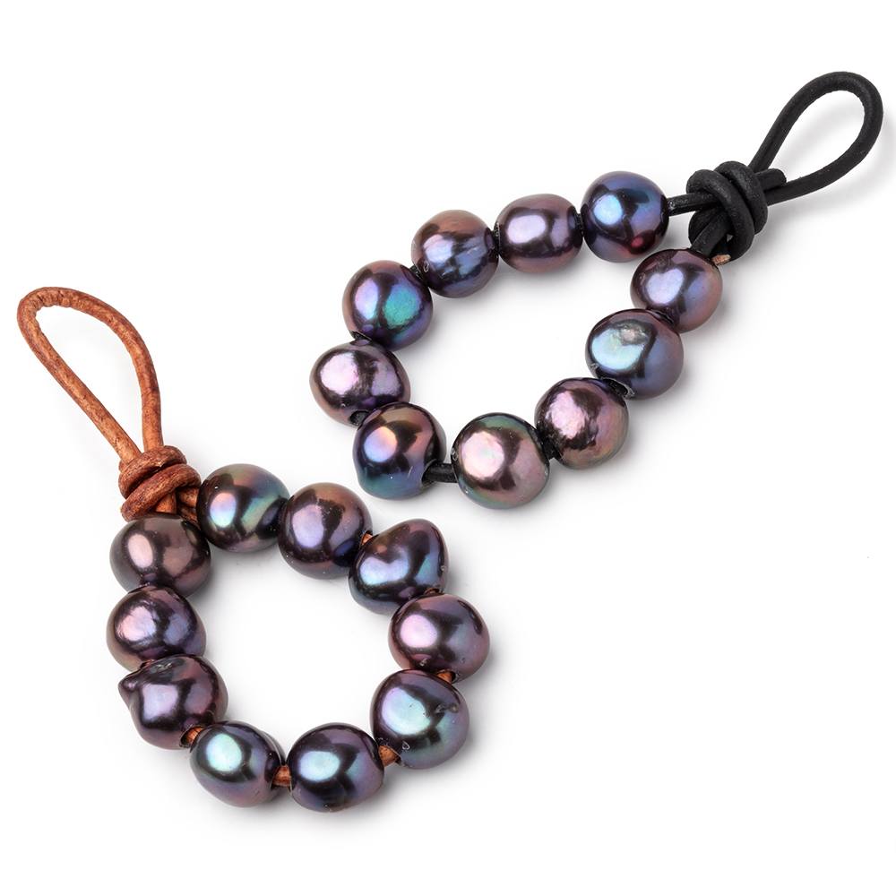 9.5-11mm Peacock Large Hole Baroque Pearls Set of 10