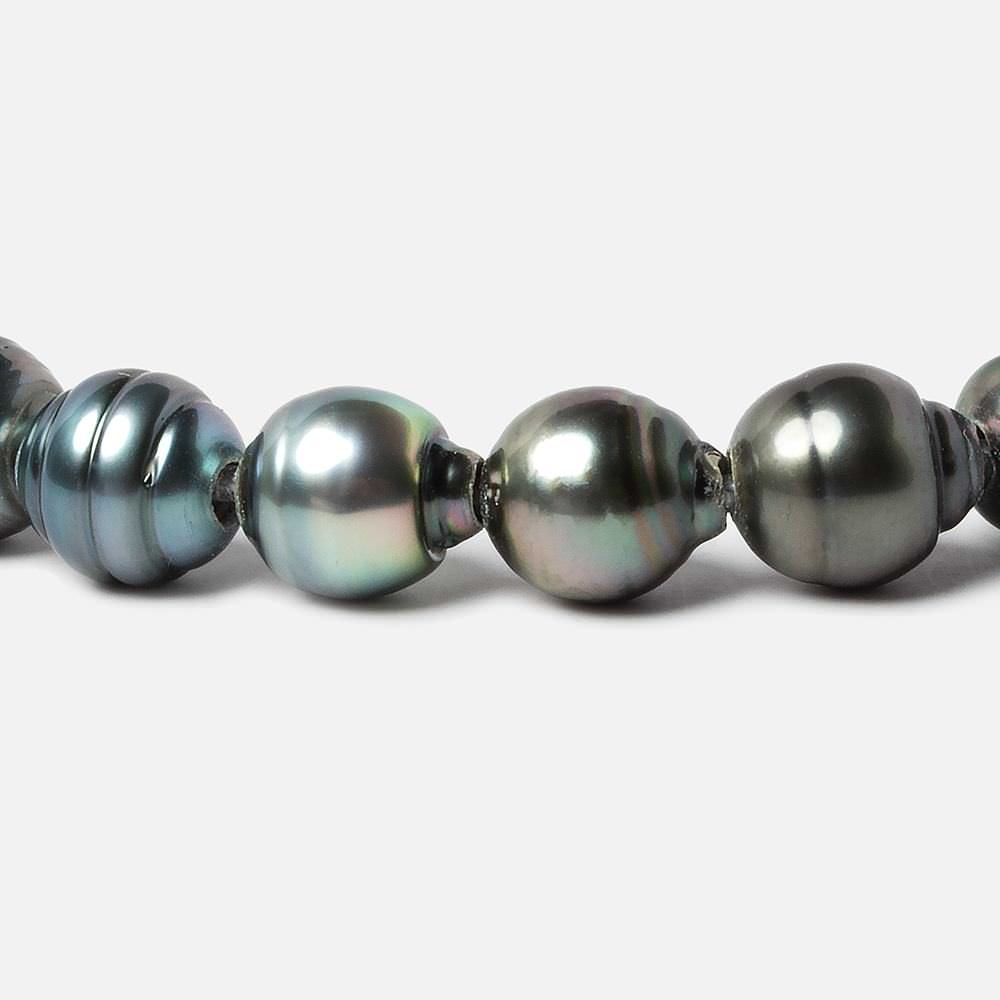 9.5mm Peacock Tahitian Ringed Saltwater Large Hole Pearls 9 pieces