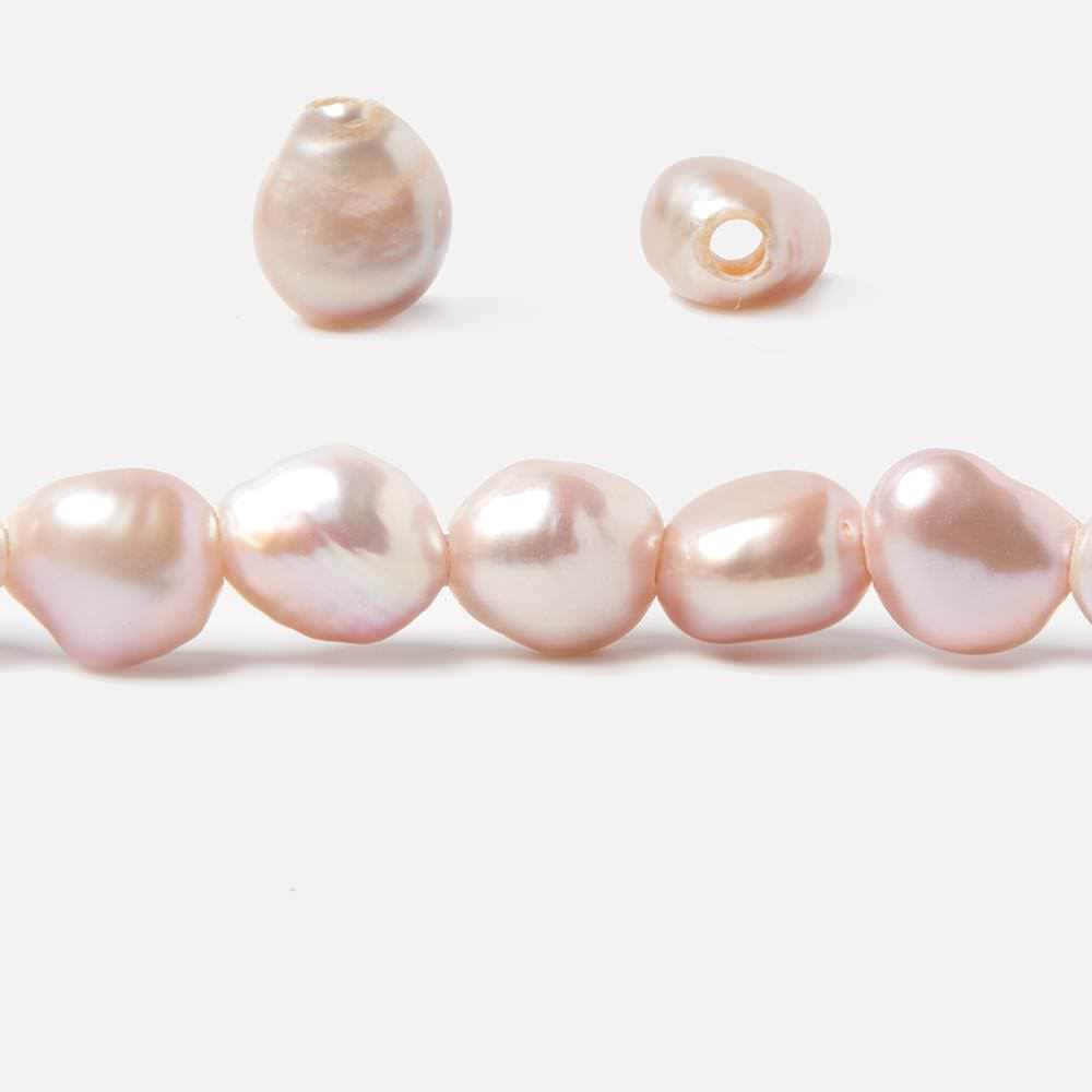 9.5x8-11x9.5mm Iced Pink Baroque 2.5mm large hole Pearls 15 in. 39 pcs