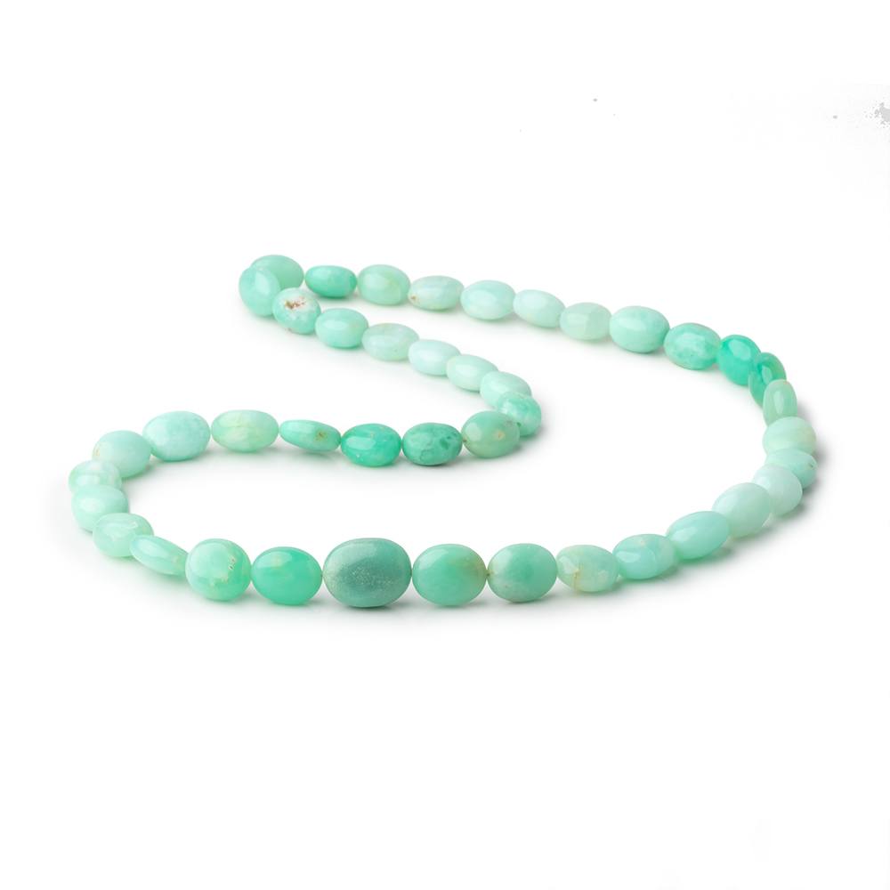 9.5x8-14x11mm Tanzanian Green Opal Plain Oval Beads 18 inch 45 pieces