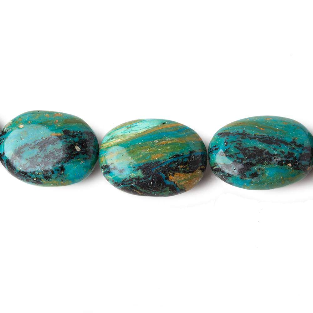 9.5x8.5-19.5x14.5mm Peruvian Blue Opal & Matrix plain oval nuggets 20 inch 37 beads AA