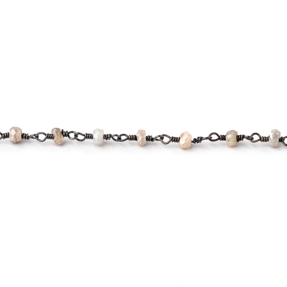 4mm Mystic White Sapphire rondelle Black Gold plated .925 Silver Chain 38 pieces