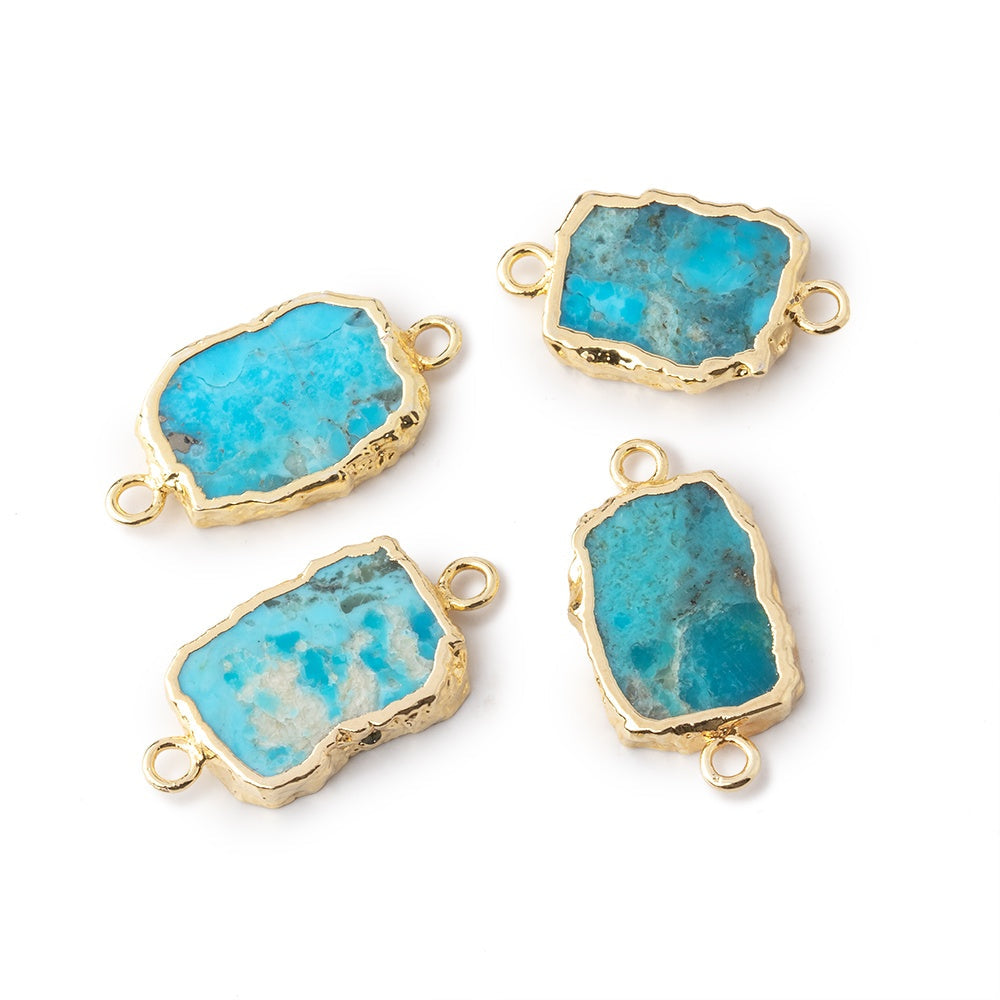 13x10mm Gold Leafed Turquoise Howlite Slice Connector 1 Focal