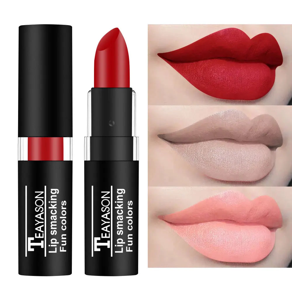 Matte Nude Lipsticks 12 Colors Waterproof Long Lasting Non-Stick Cup Lip Glaze Sexy Vampire Red Black Lipstick Pigment Cosmetics