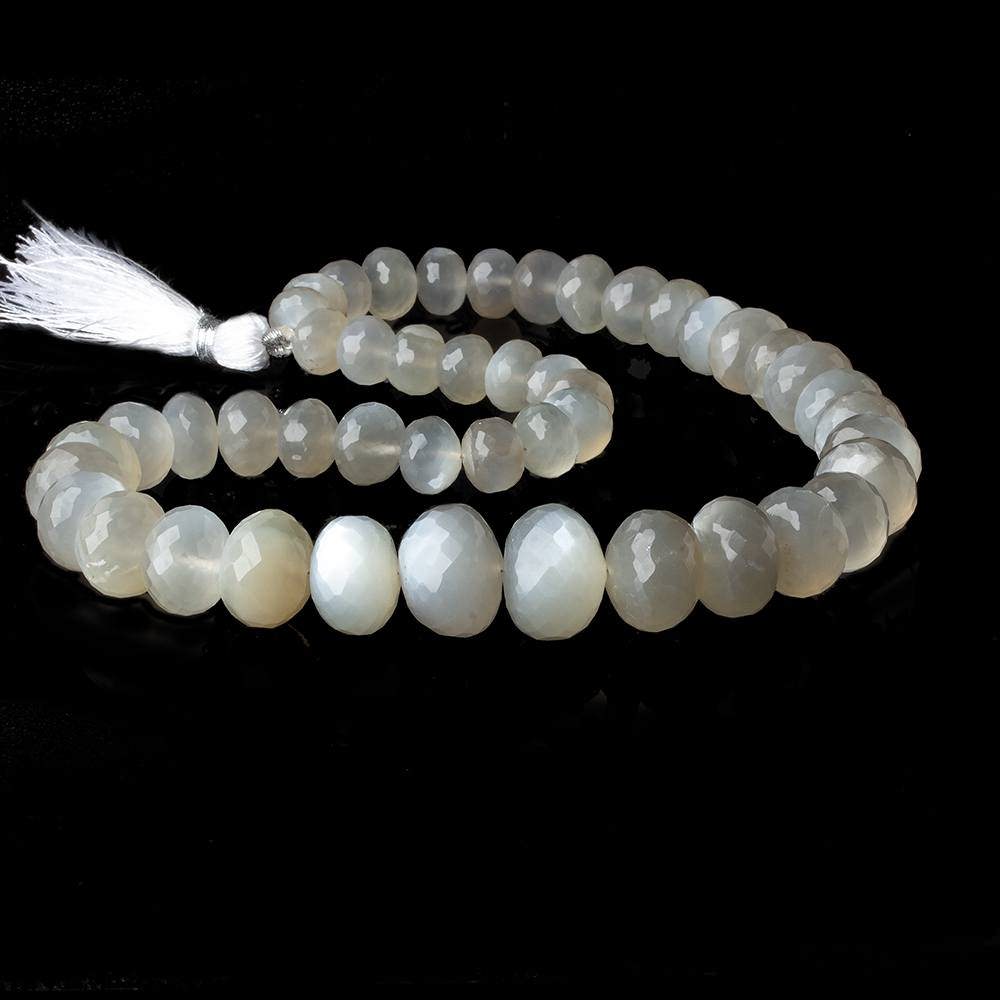 9mm - 16.5mm Sage Moonstone faceted rondelles 16 inch 47 beads A