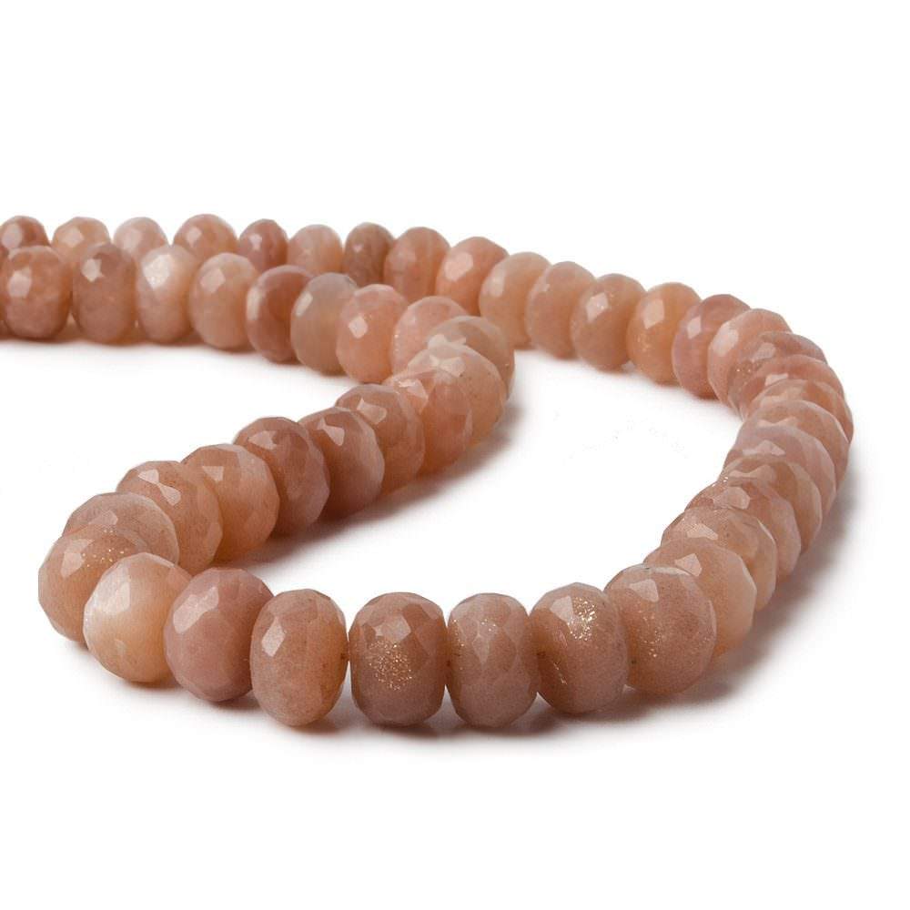 9mm Angel Skin Peach Moonstone faceted rondelle beads 13 inch 55 pieces A