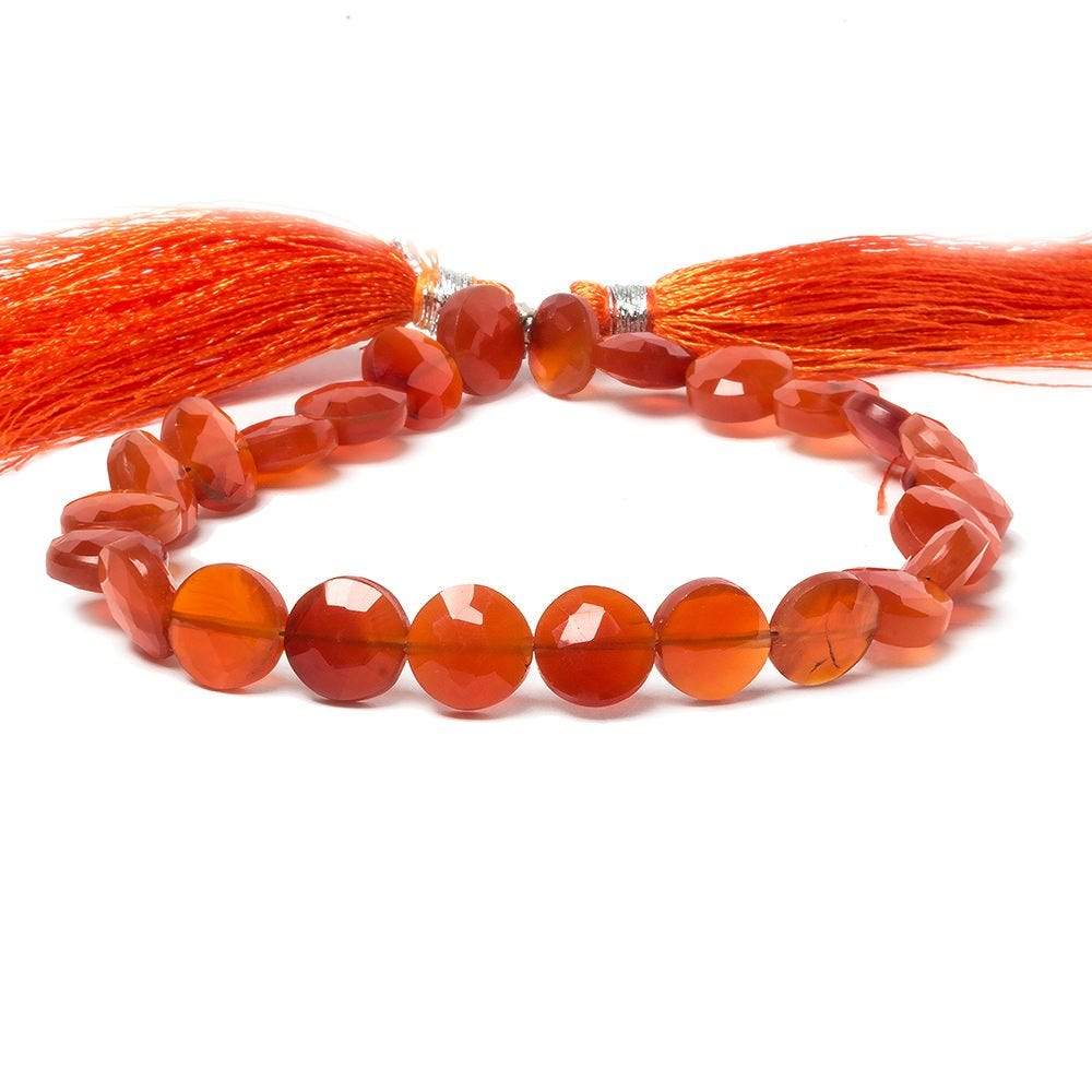 9mm Carnelian faceted coin beads 8 inch 23 pieces