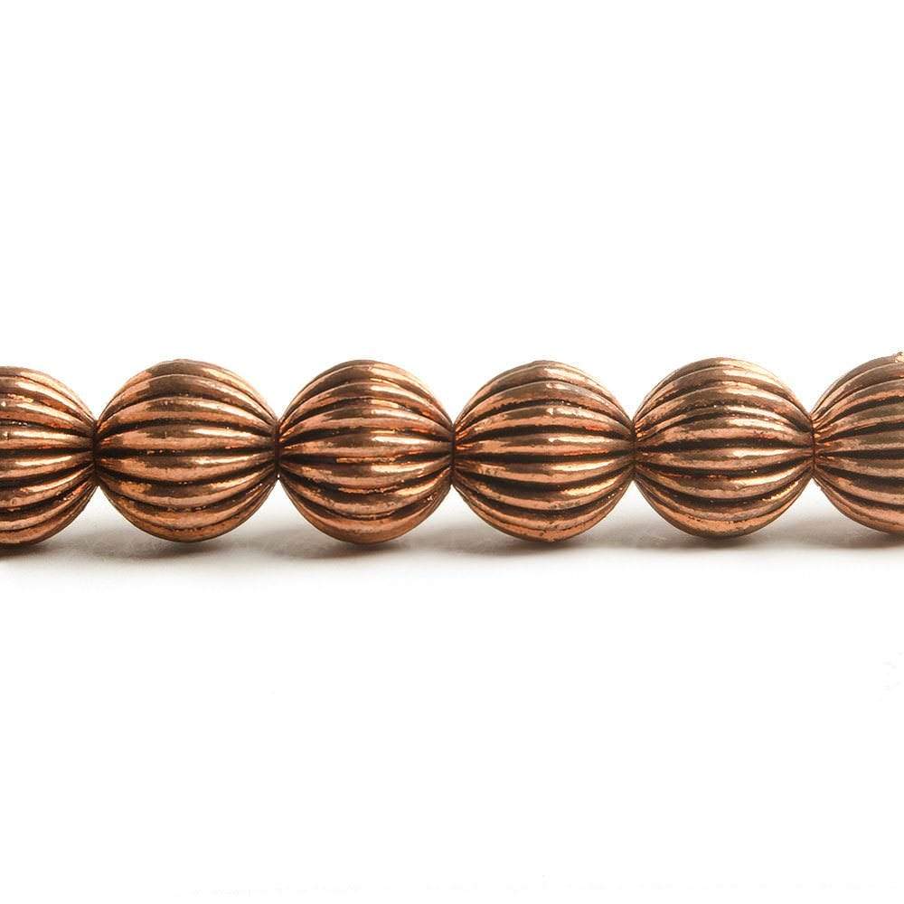 9mm Copper Corrugated Round Bead with 3mm I.D 8 inch 23 pcs