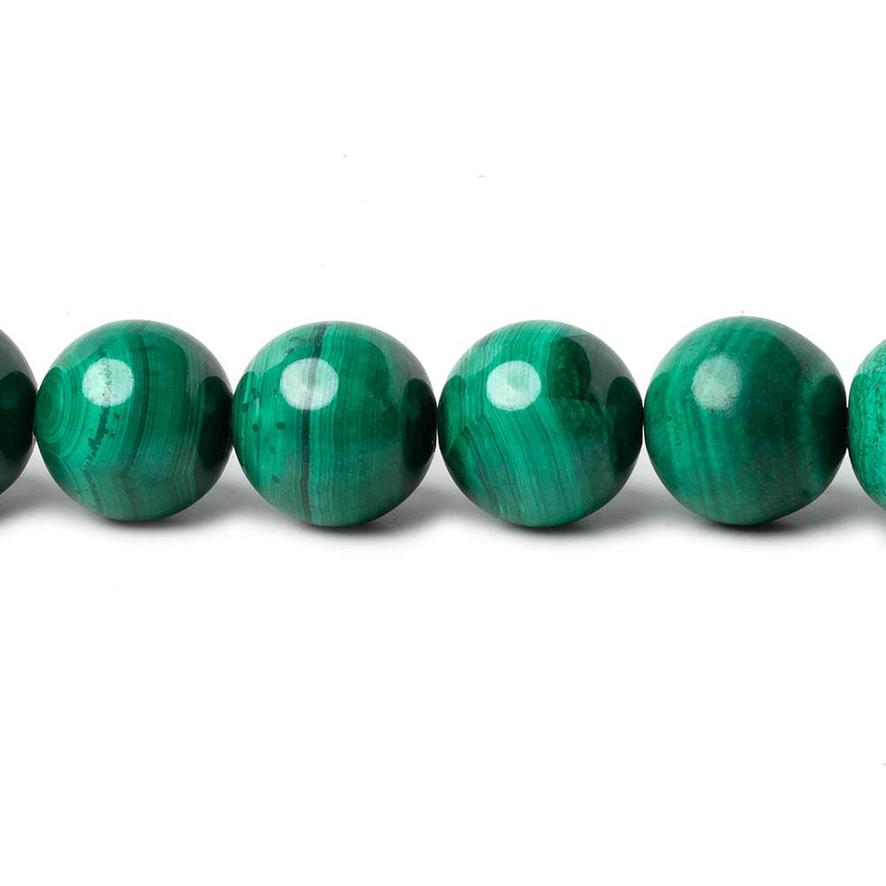 9mm Malachite Plain Rounds 16 inch 45 beads AA