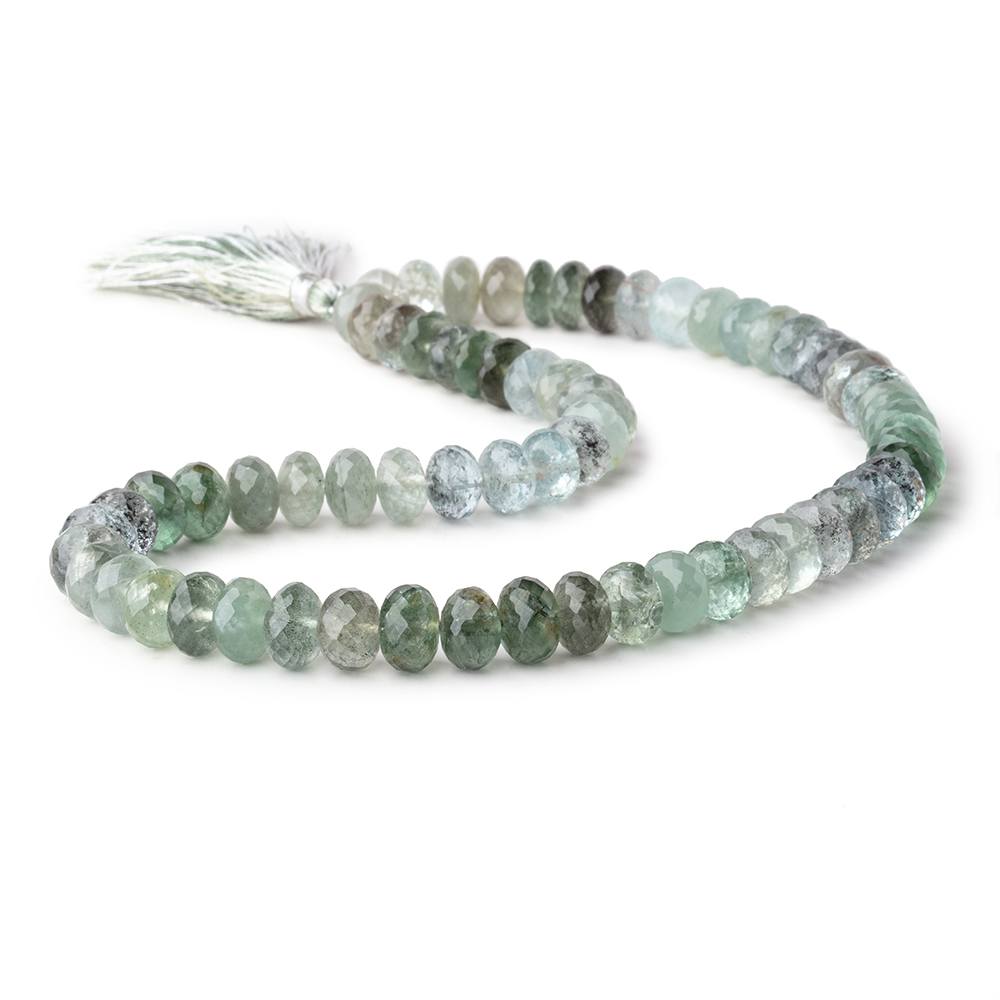 9mm Moss Aquamarine faceted rondelle Beads 15 inch 68 pieces
