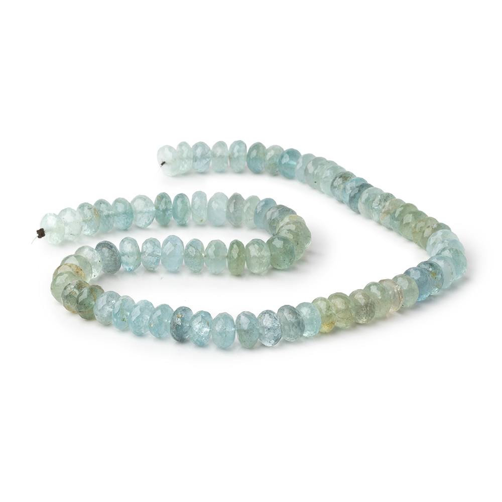9mm Multi Beryl & Aquamarine Faceted Rondelles 15.75 inch 78 beads AA