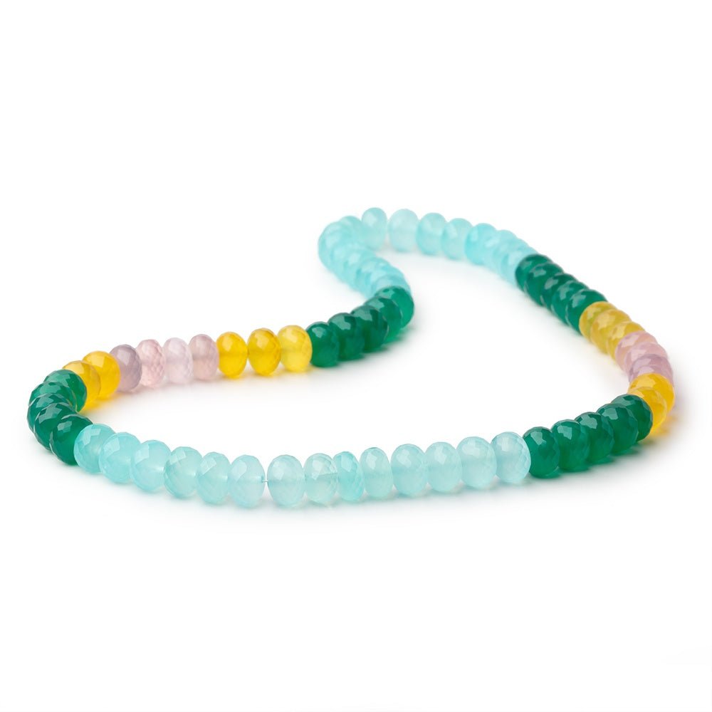 9mm Multi Color Chalcedony Faceted Rondelle 15.5 inch 65 Beads