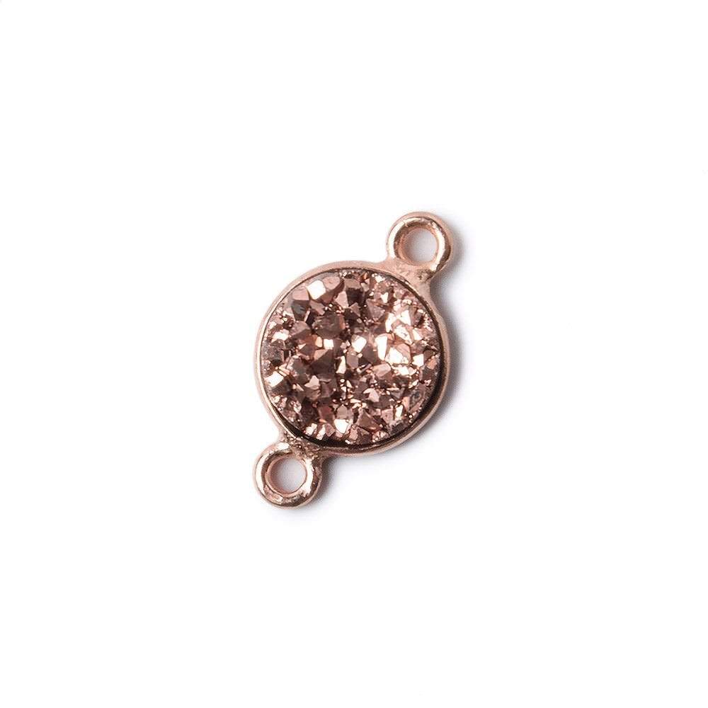 9mm Rose Gold Bezel Metallic Rose Drusy Coin Connector 1 piece